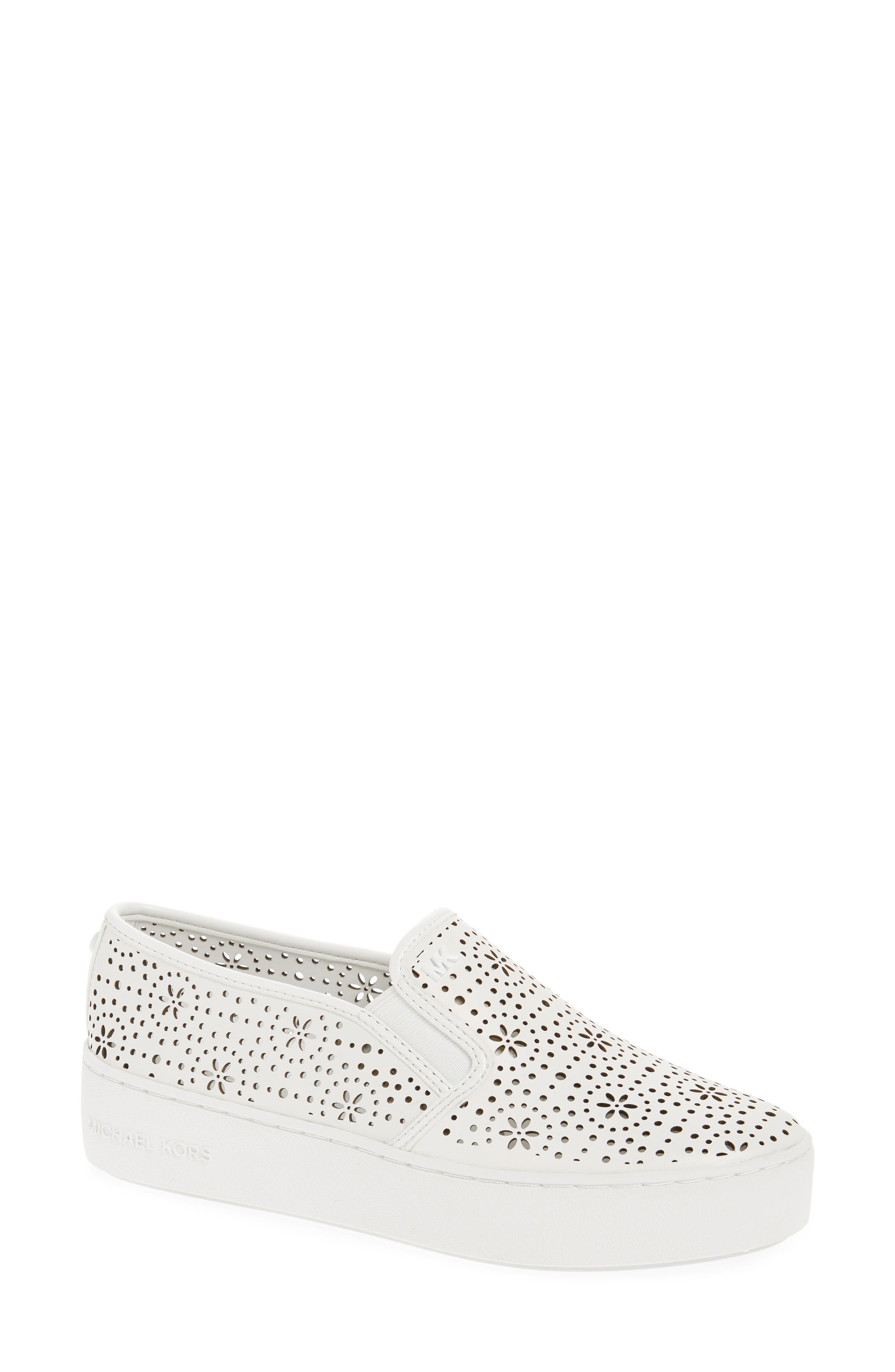 MICHAEL MICHAEL KORS WOMEN'S TRENT PERFORATED LEATHER SLIP-ON SNEAKERS ...