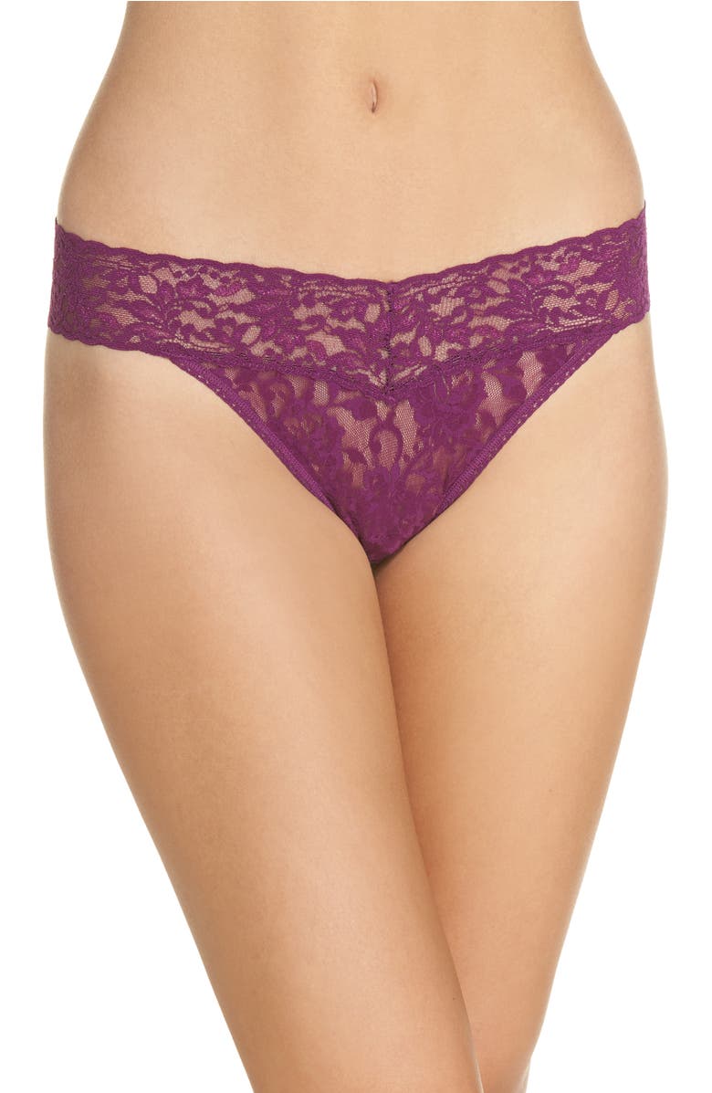 Regular Rise Lace Thong, Main, color, Fine Wine