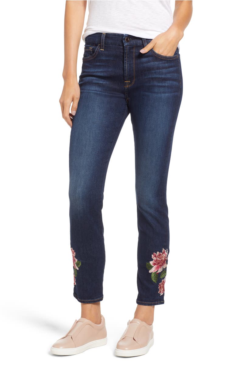 Jen7 EMBROIDERED ANKLE SKINNY JEANS