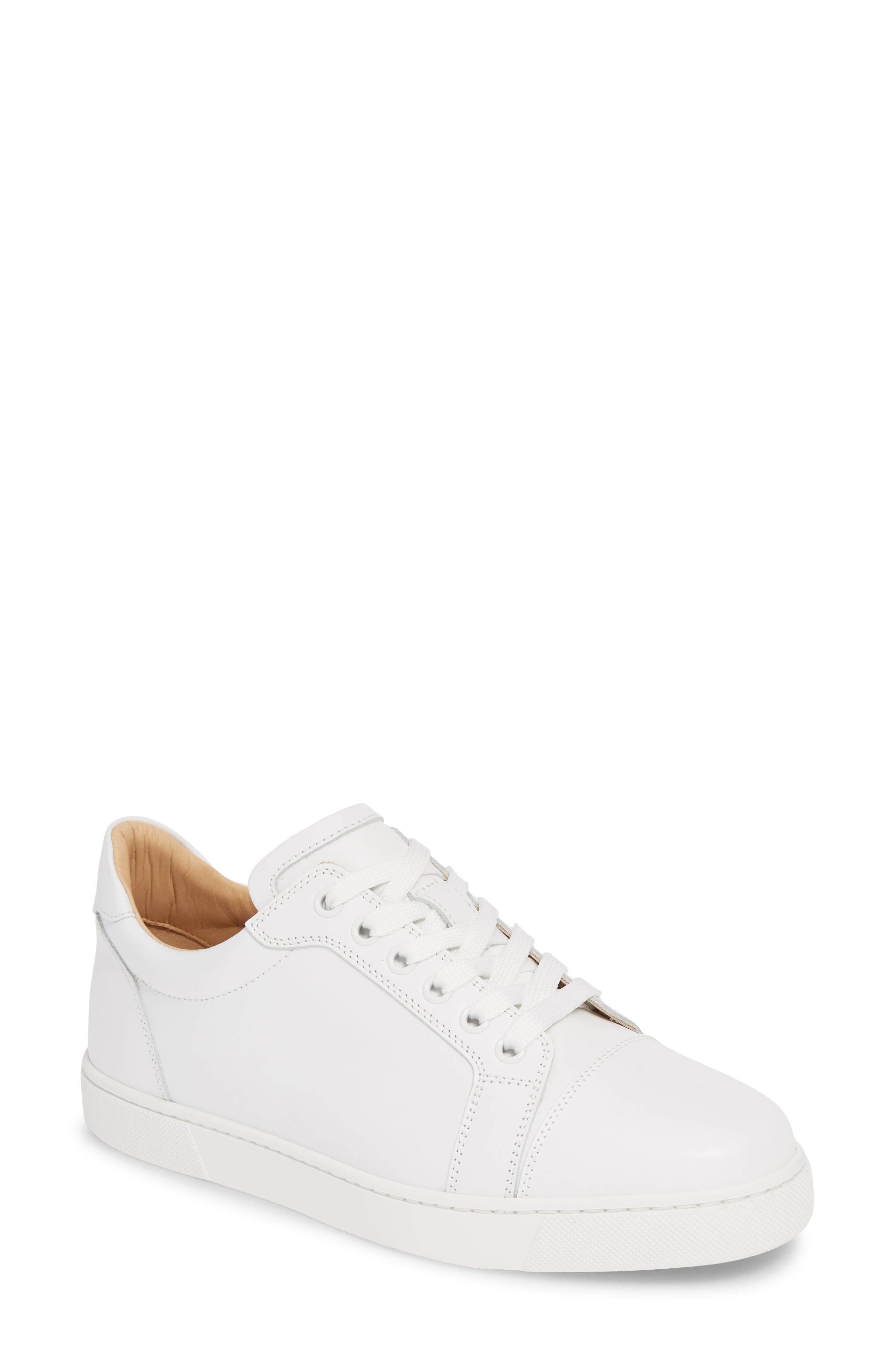 all white red bottom sneakers