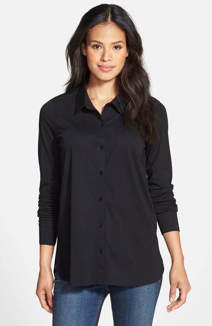Eileen Fisher Organic Cotton Long Classic Collar Shirt | Nordstrom