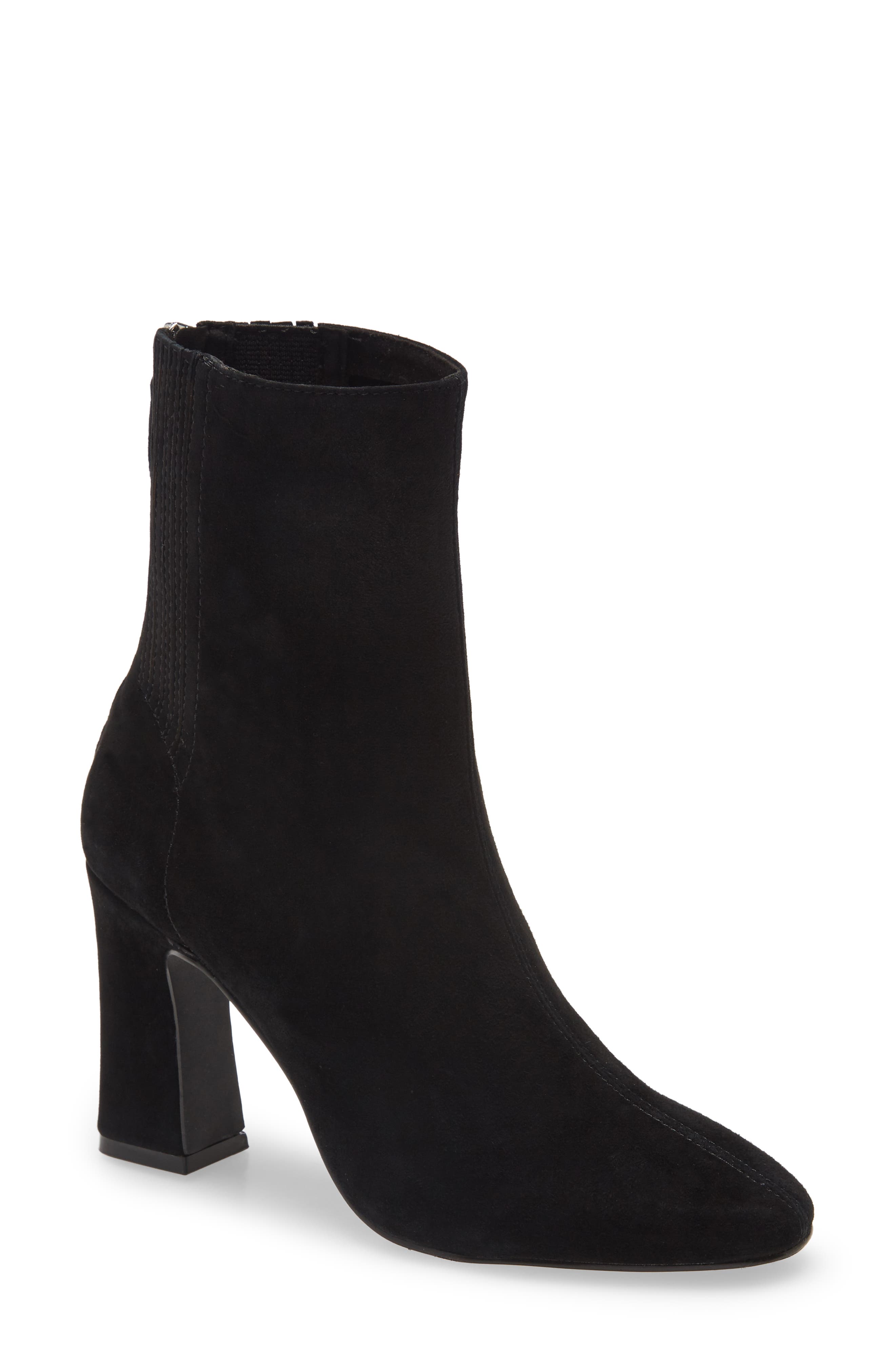 black ankle booties round toe