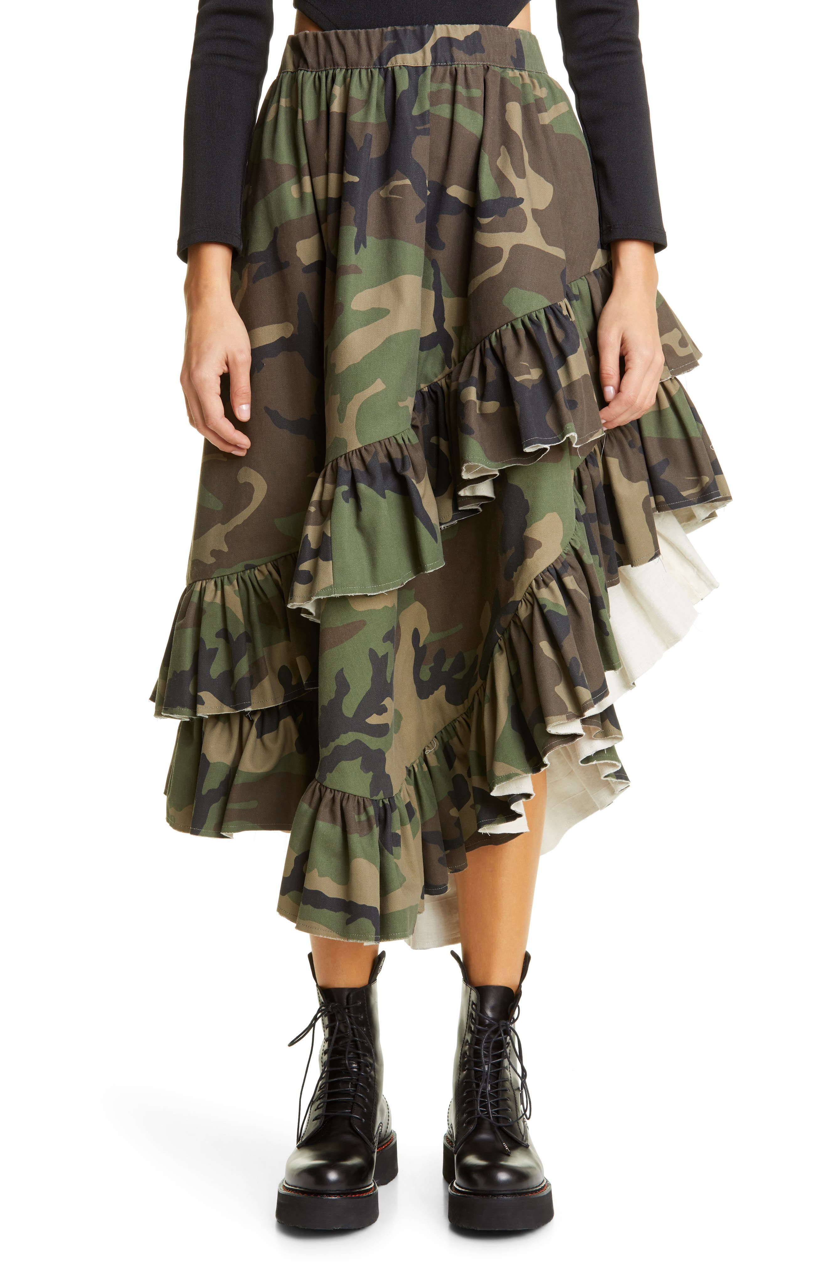 camo skirt with black tights