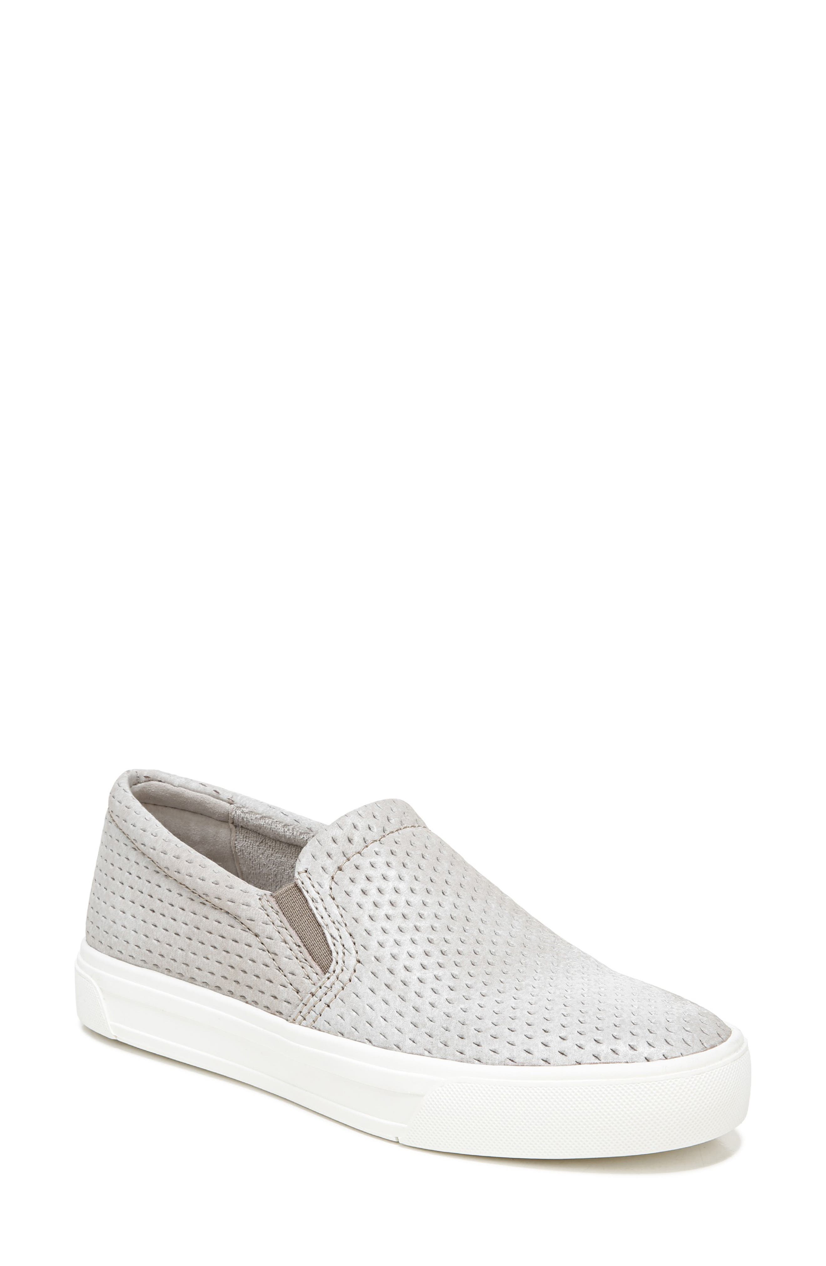 white leather slip on sneakers