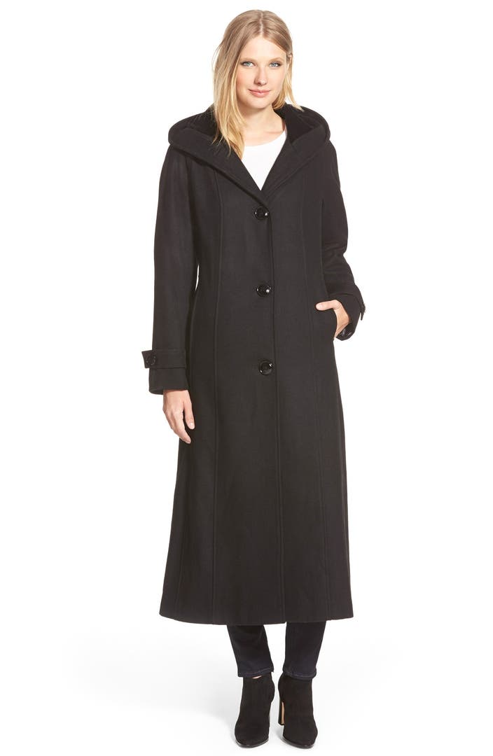 Gallery Hooded Full Length Wool Blend Coat | Nordstrom