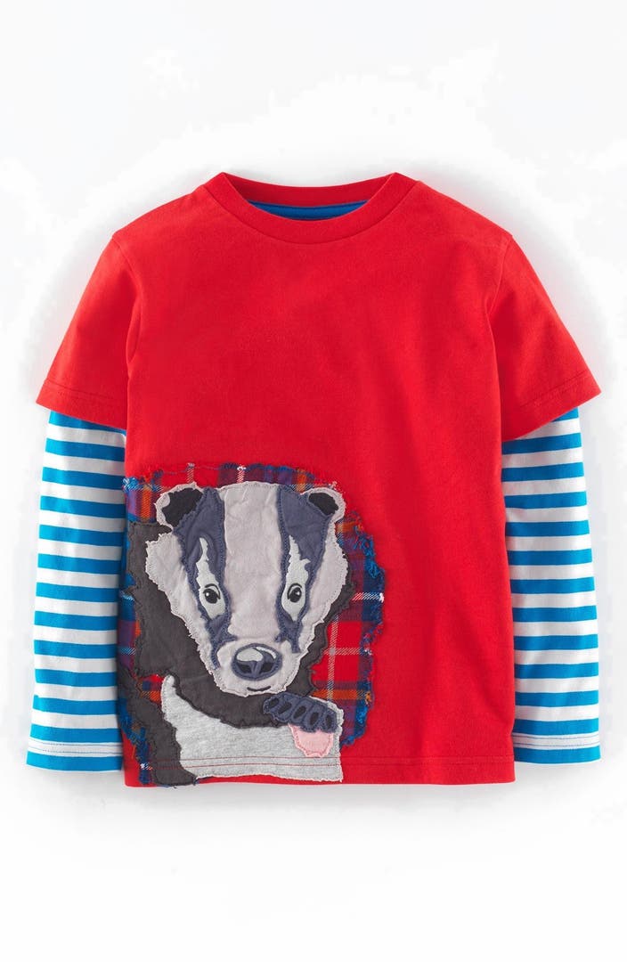 Mini Boden Appliqué Layer Look T-Shirt (Toddler Boys, Little Boys & Big ...