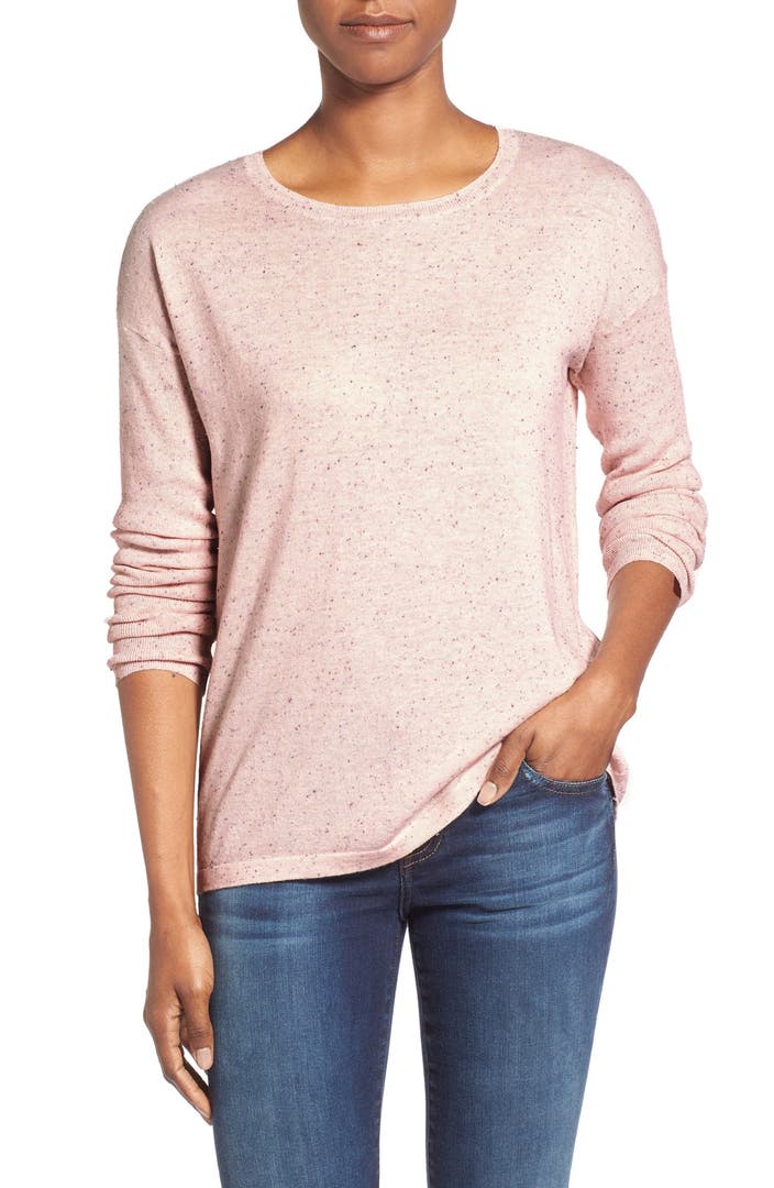 Halogen® Slit Back Nep Yarn Sweater (Regular & Petite) | Nordstrom