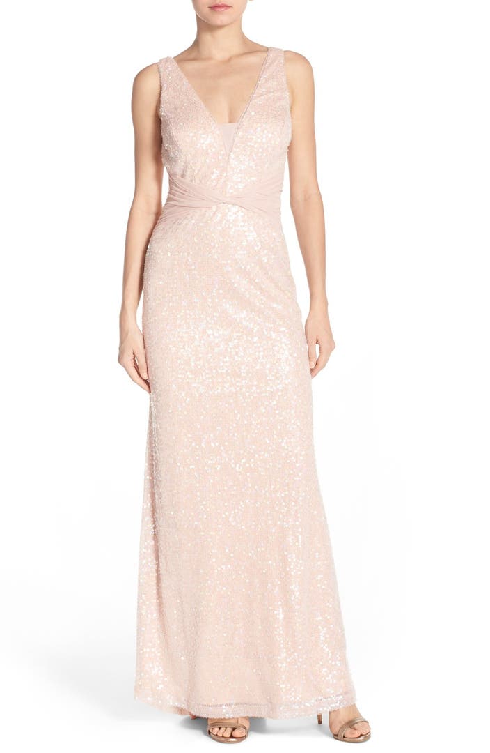 Vera Wang Sequin Mesh Gown | Nordstrom