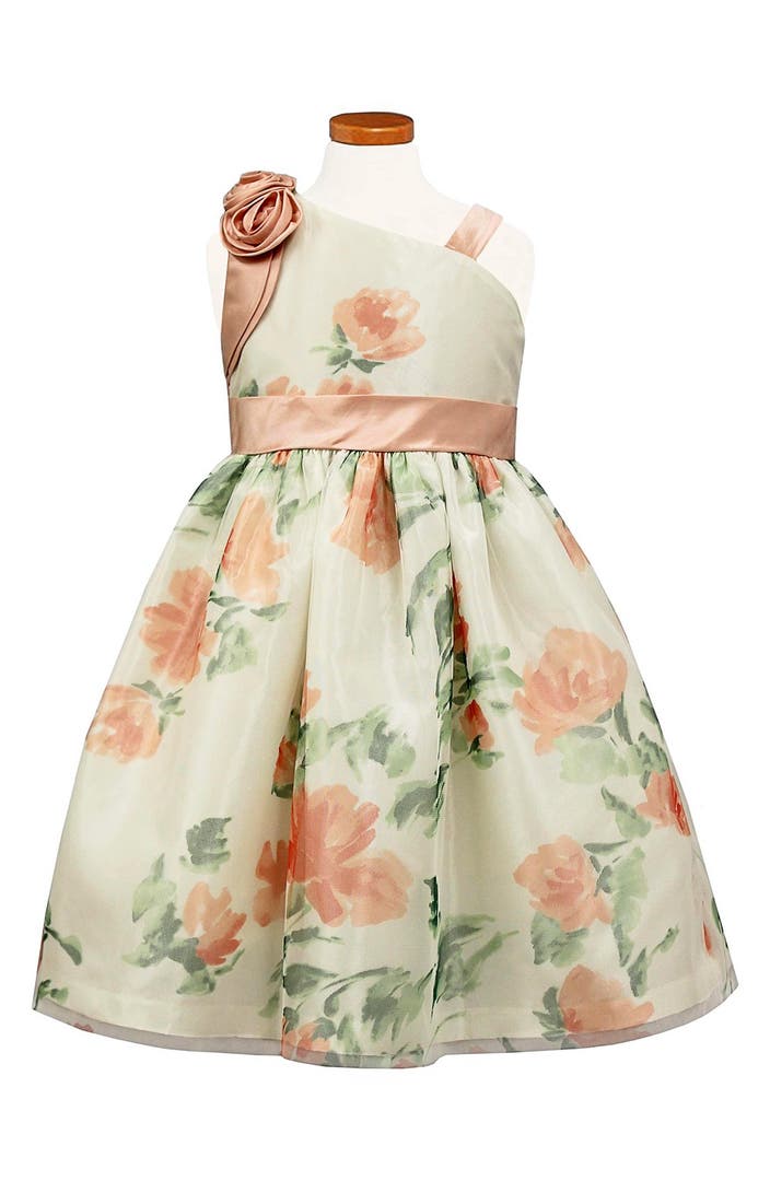 Sorbet Floral Mesh One-Shoulder Dress (Toddler Girls, Little Girls ...