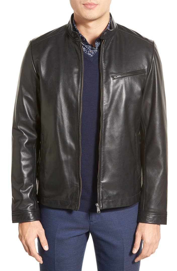 Ted Baker London 'Upside' Trim Fit Leather Jacket | Nordstrom