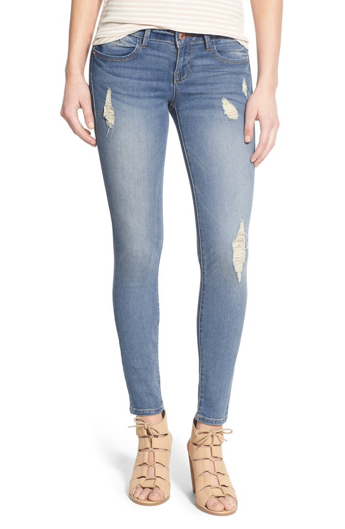 SP Black Distressed Skinny Jeans (Light Wash) | Nordstrom
