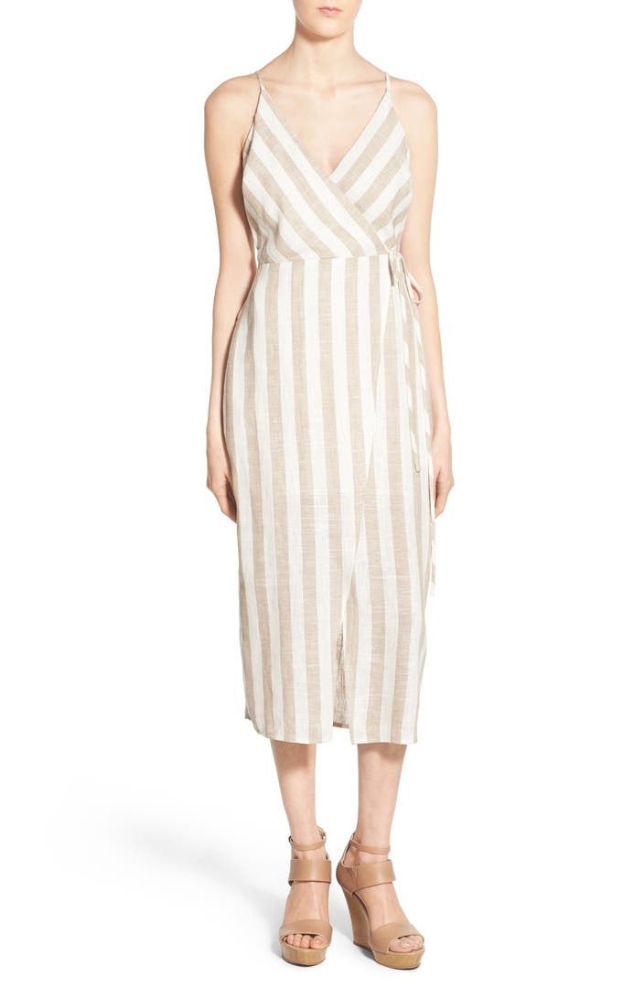 ASTR Linen Blend Wrap Dress | Nordstrom