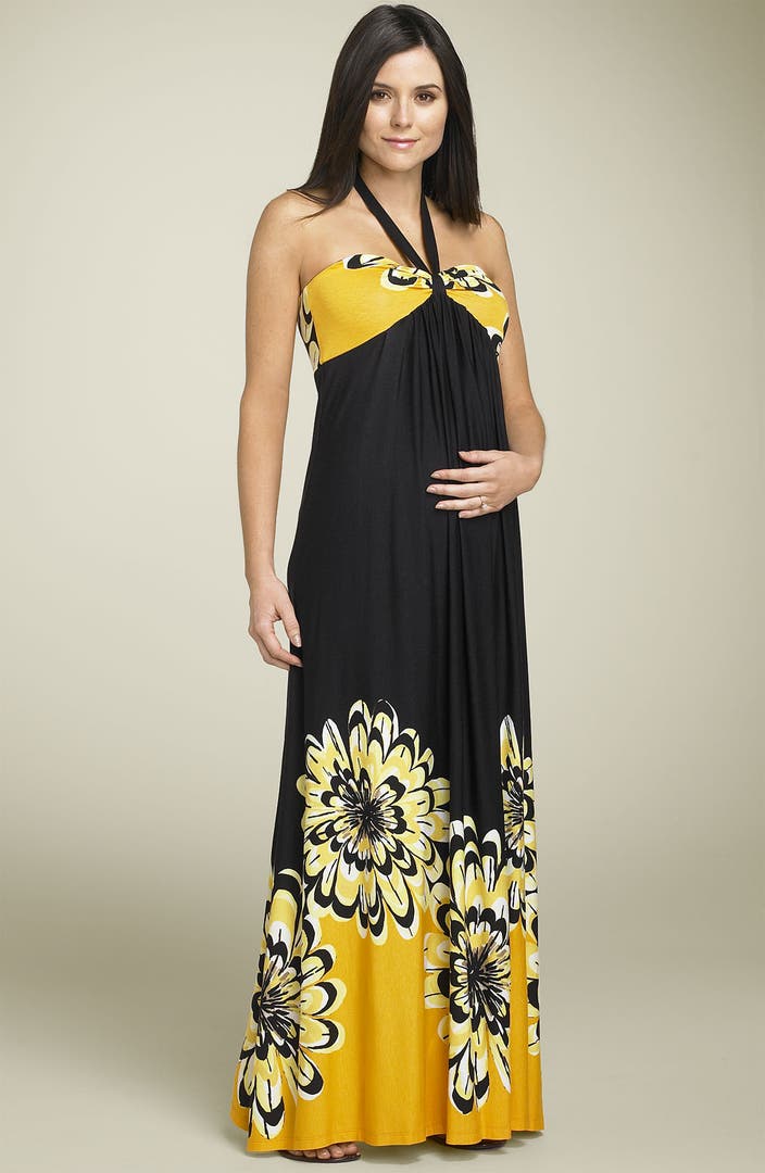Olian Floral Maternity Halter Maxi Dress | Nordstrom