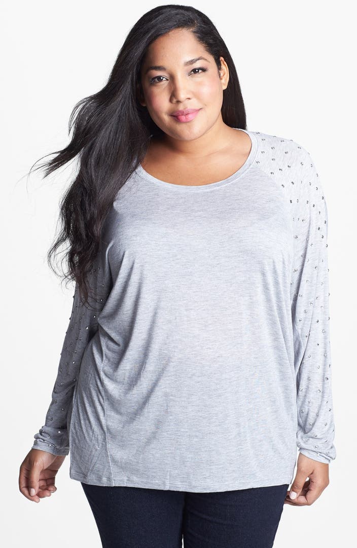 MICHAEL Michael Kors Studded Sleeve Top (Plus Size) | Nordstrom