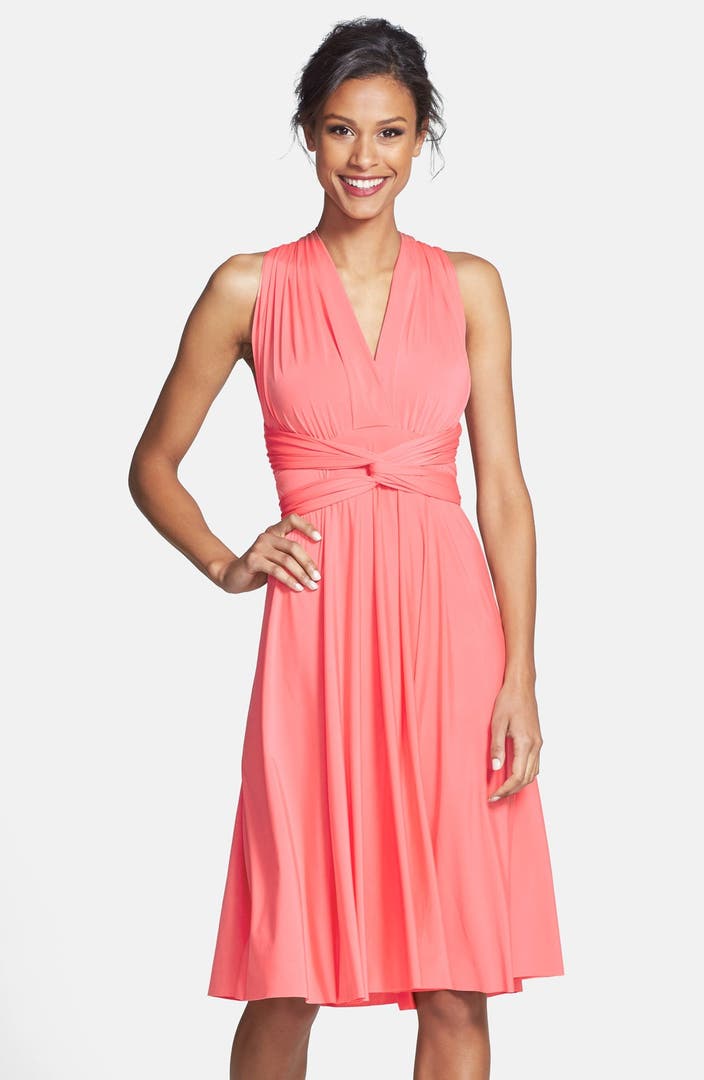 Main Image - Dessy Collection Convertible Wrap Tie Surplice Jersey Dress
