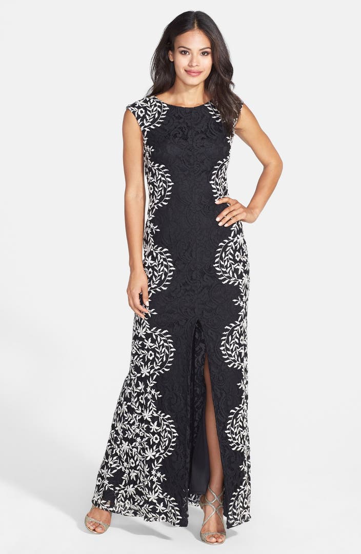 Betsy & Adam Embroidered Lace Gown | Nordstrom