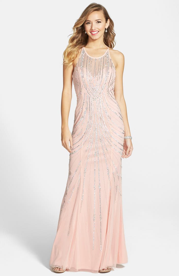 Sean Collection Embellished Illusion Halter Gown | Nordstrom