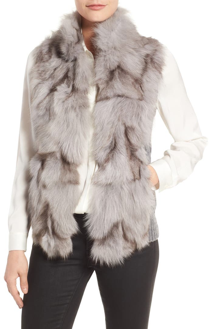 Linda Richards Genuine Fox Fur & Knit Vest | Nordstrom