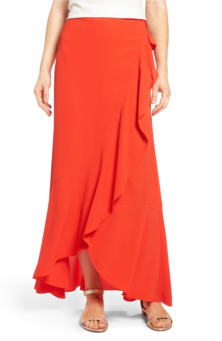 Vince Camuto Faux Wrap Ruffled Maxi Skirt | Nordstrom