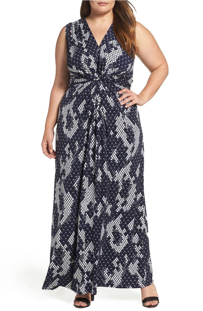 Eliza J Knot Front Maxi Dress (Plus Size) | Nordstrom