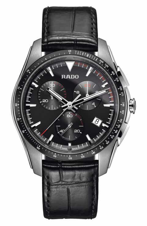 RADO HyperChrome Chronograph Leather Strap Watch, 45mm
