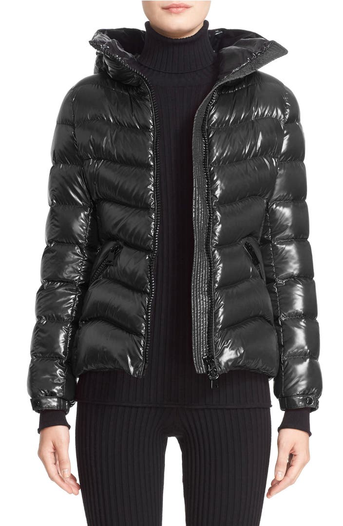 Moncler Anthia Water Resistant Shiny Nylon Hooded Down Puffer Jacket ...