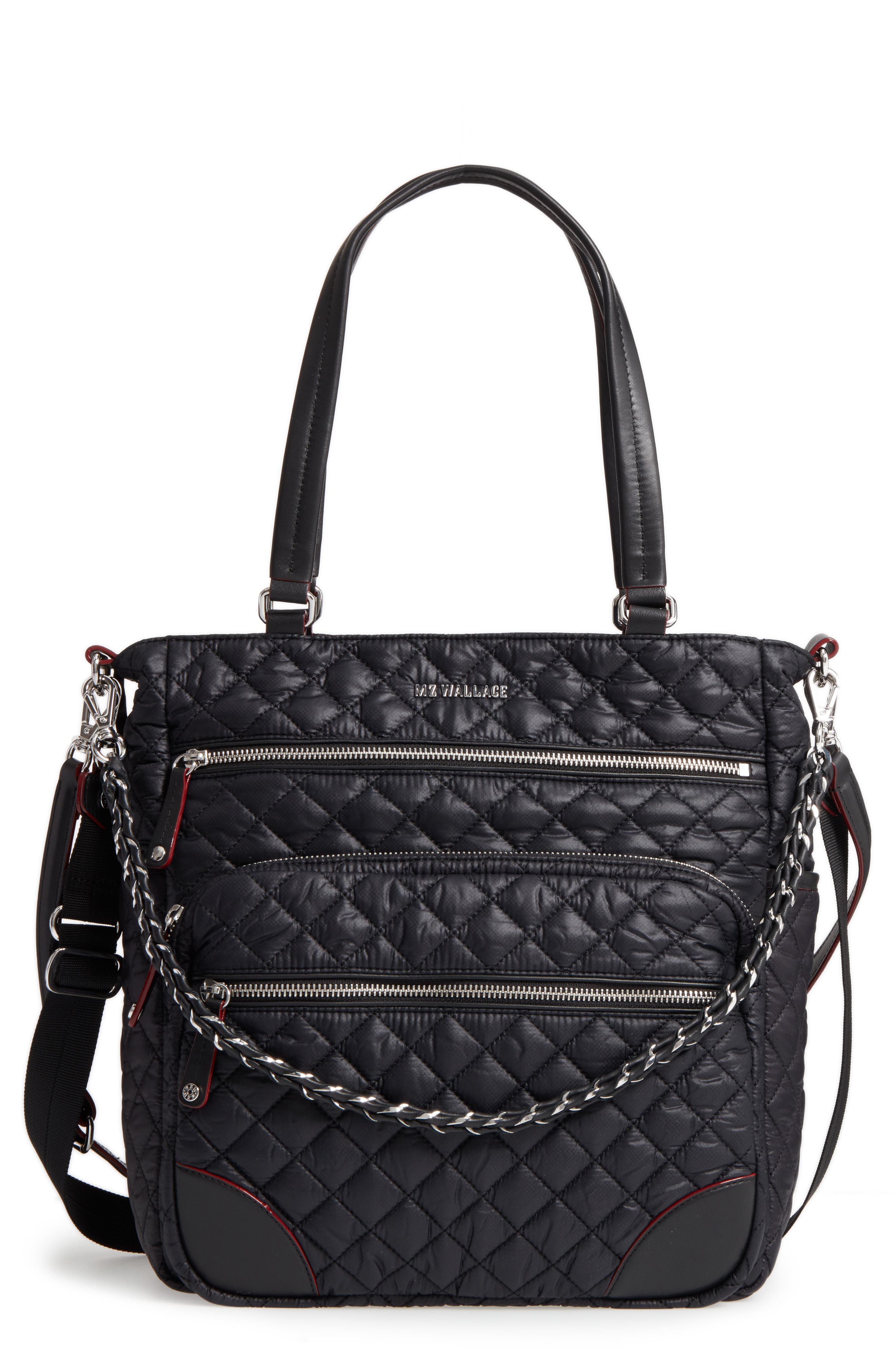 MZ WALLACE Crosby Quilted Oxford Nylon Tote - Black | ModeSens