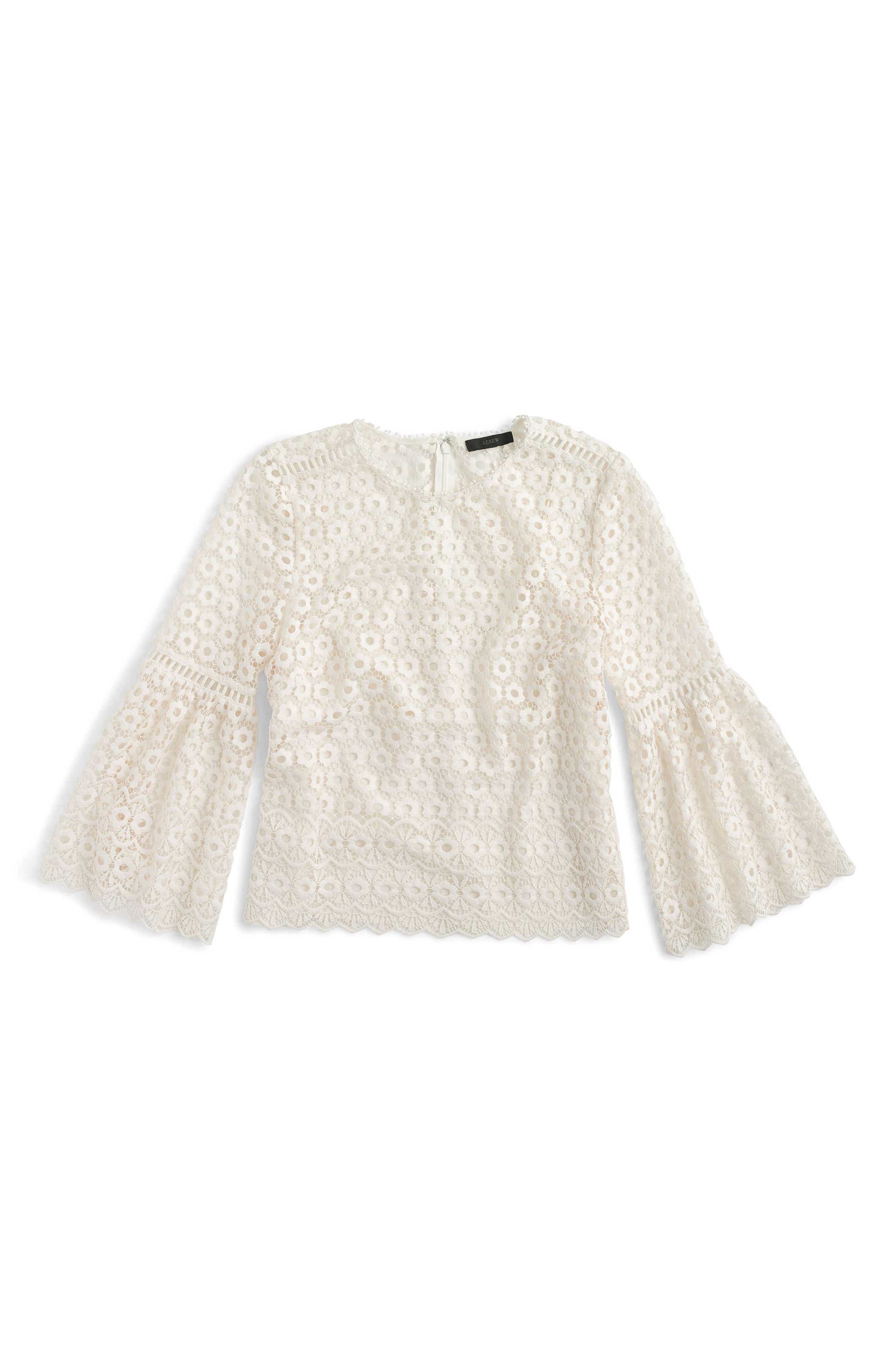 J.Crew Bell Sleeve Daisy Lace Top | Nordstrom