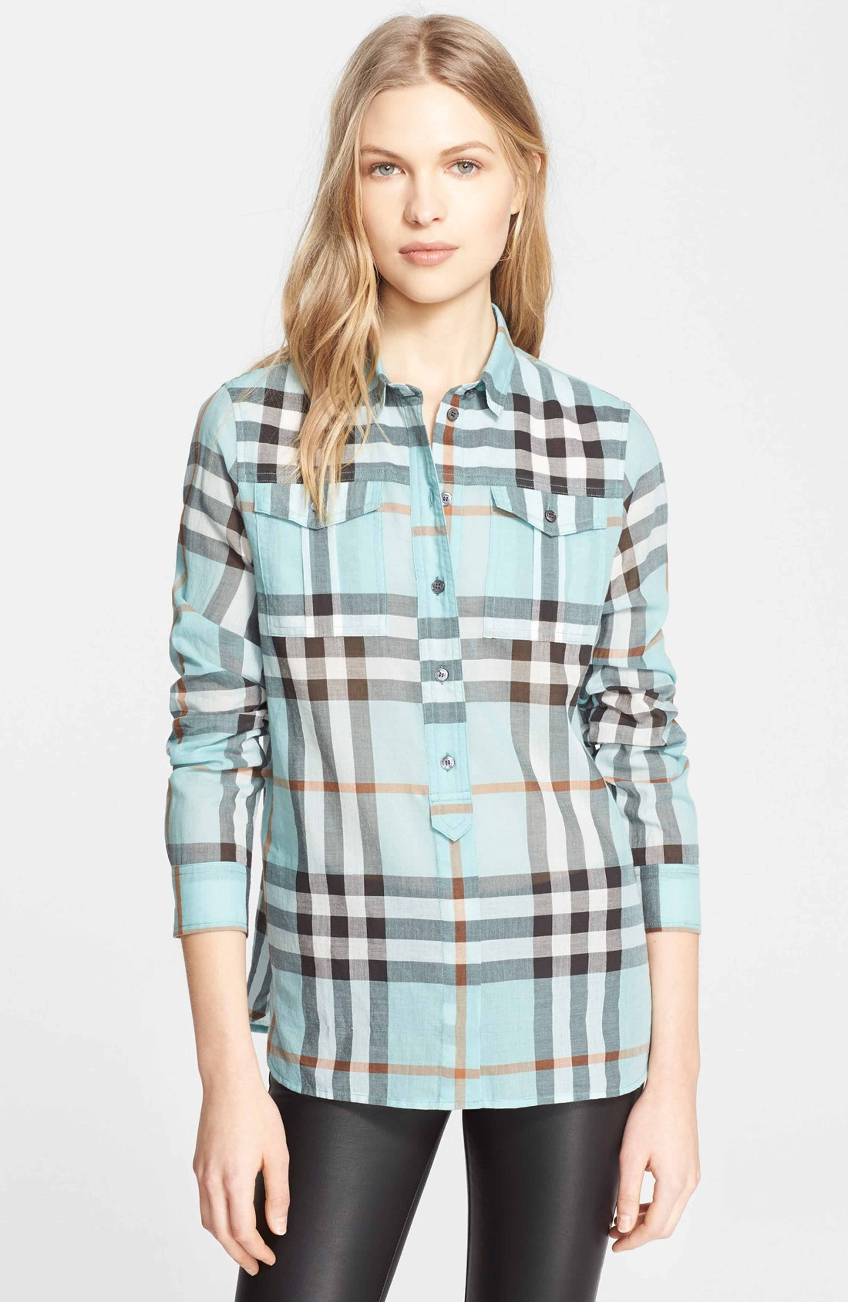 Burberry Brit Woven Check Tunic Shirt | Nordstrom