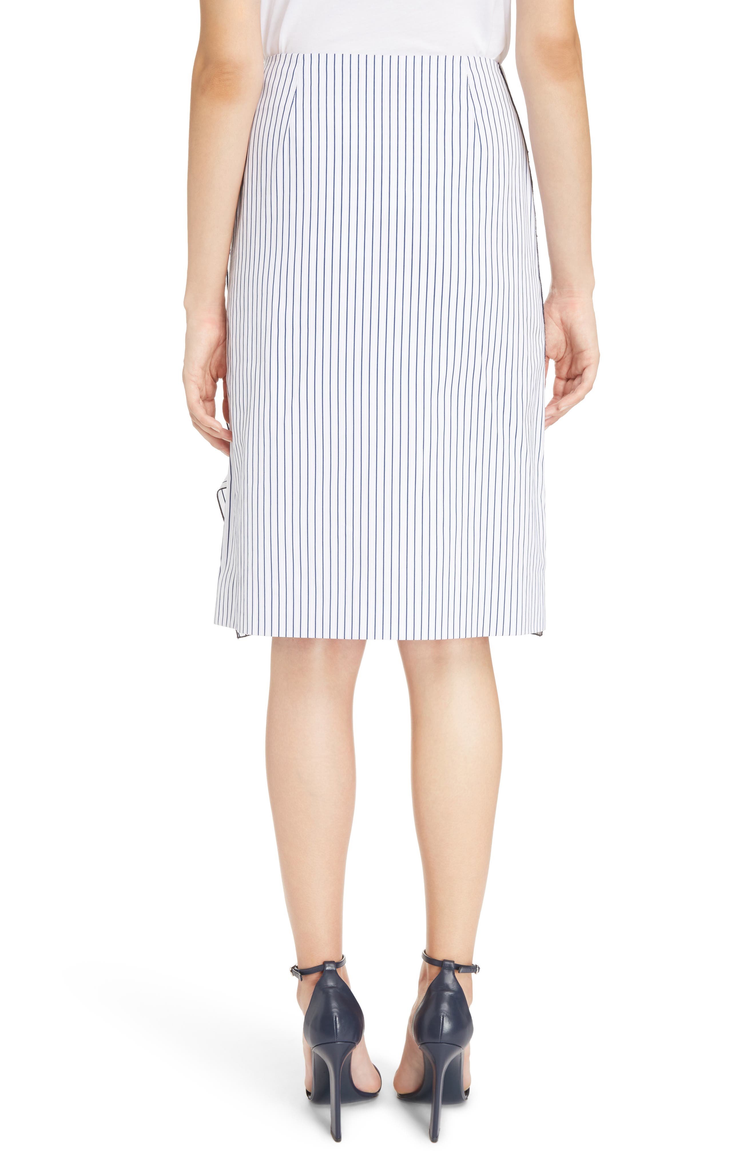 VICTORIA VICTORIA BECKHAM BASKET-WEAVE PENCIL SKIRT, WHITE/ NAVY | ModeSens