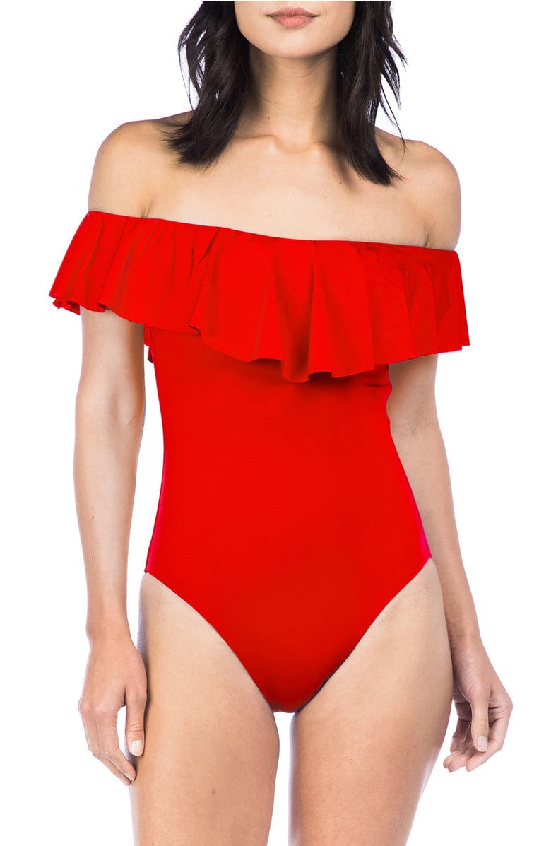 Off the Shoulder One-Piece Swimsuit 