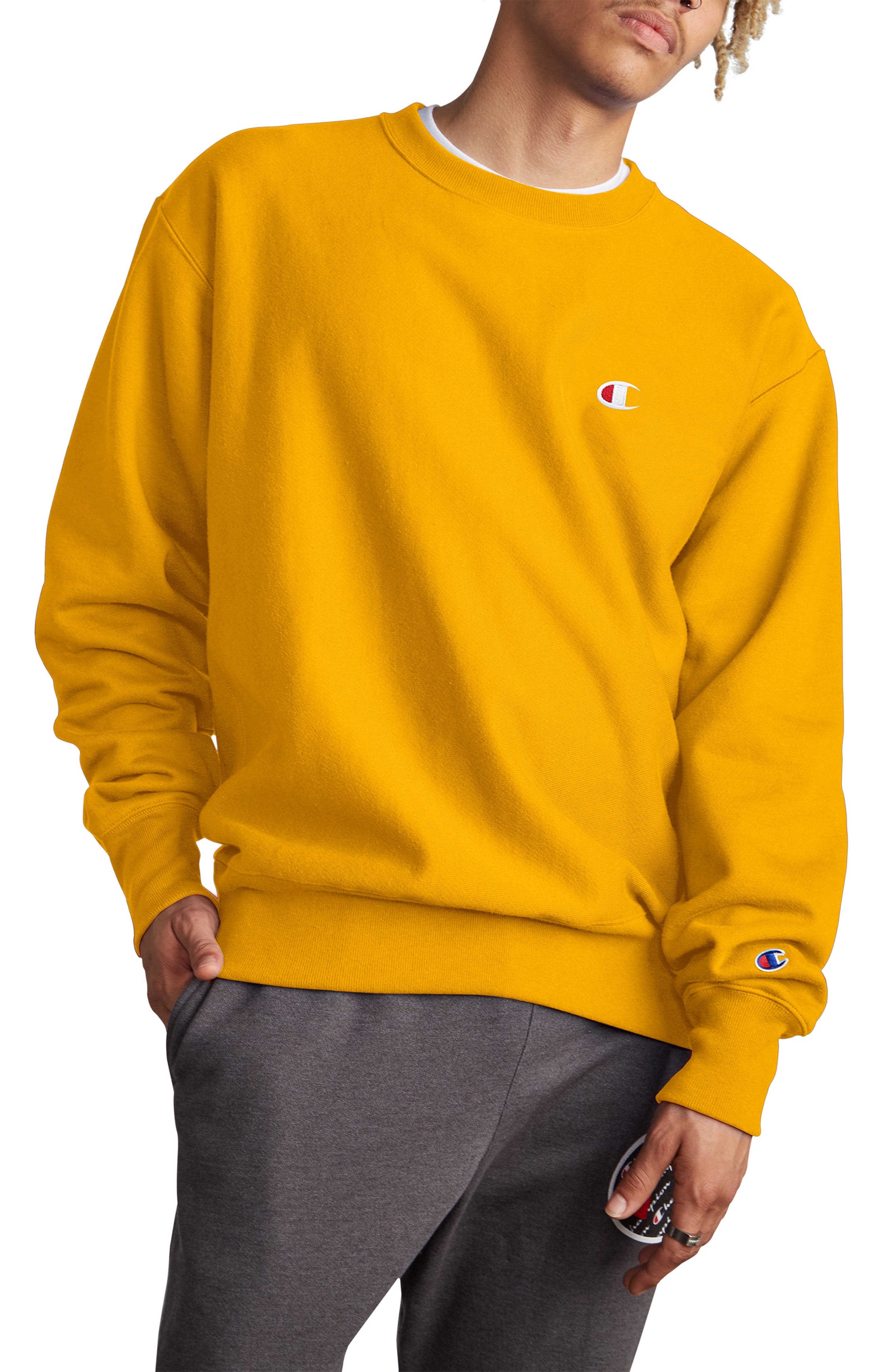 yellow champion sweatshirt mens