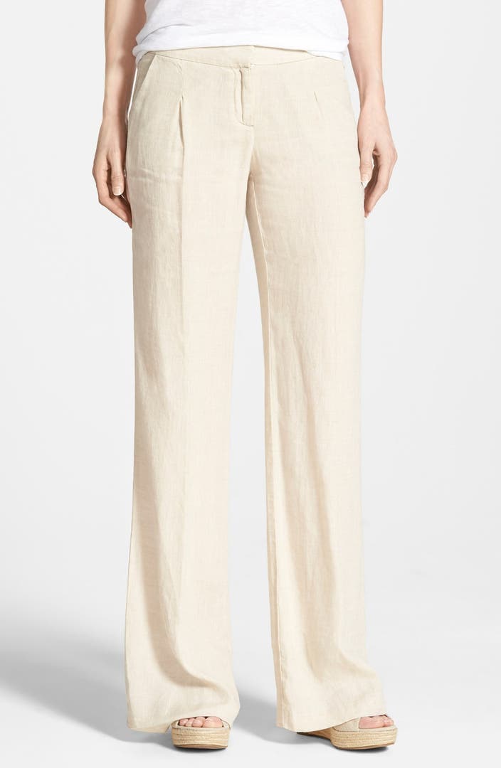 Halogen® Pleat Front Linen Pants (Regular & Petite) | Nordstrom