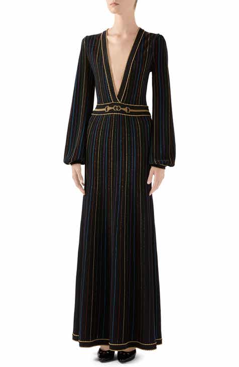 Promo Code Gucci Metallic Stripe Long Maxi Sweater Dress | Trendy Shopping