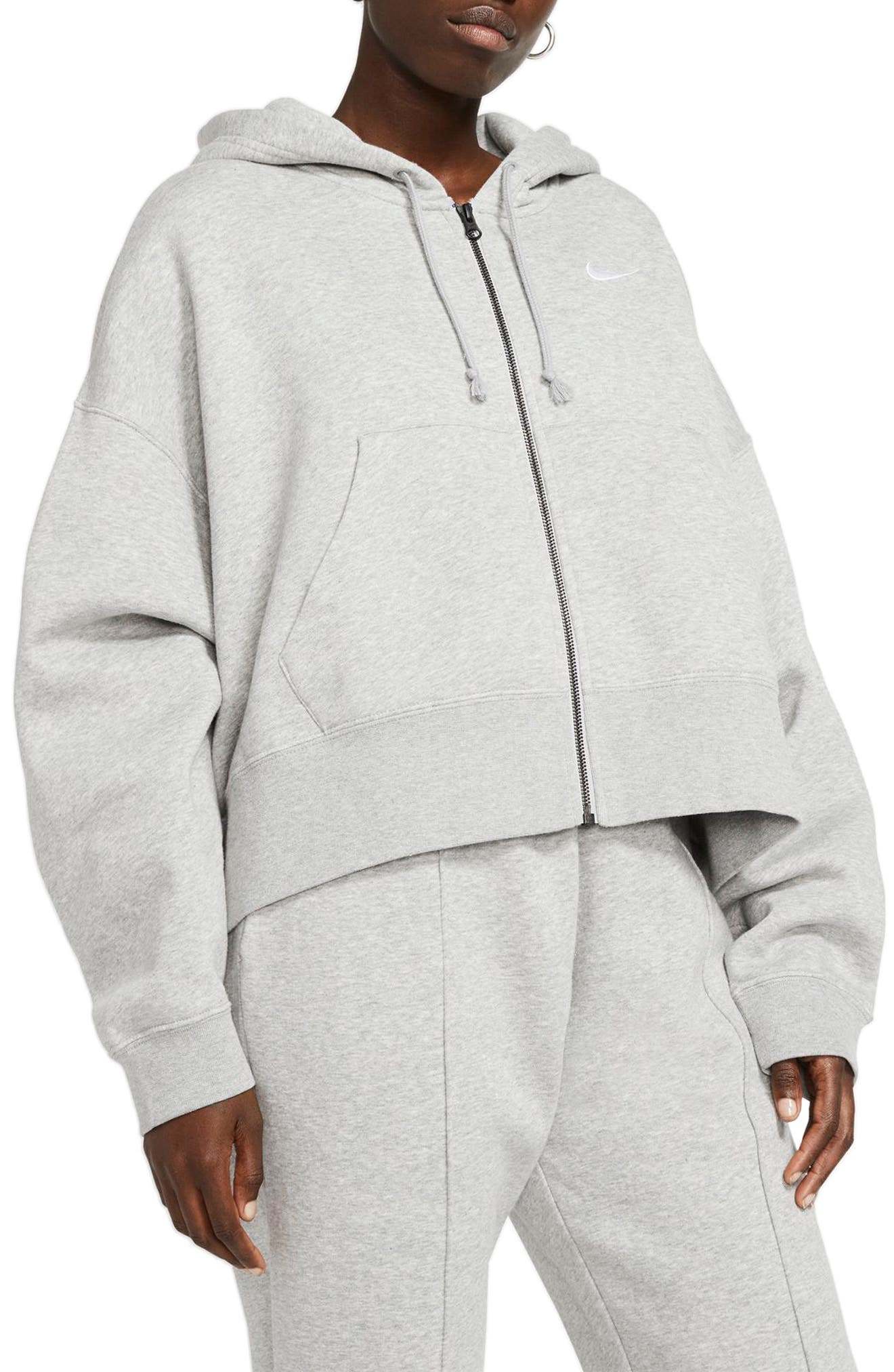 nike essential fleece oversized zip through hoody