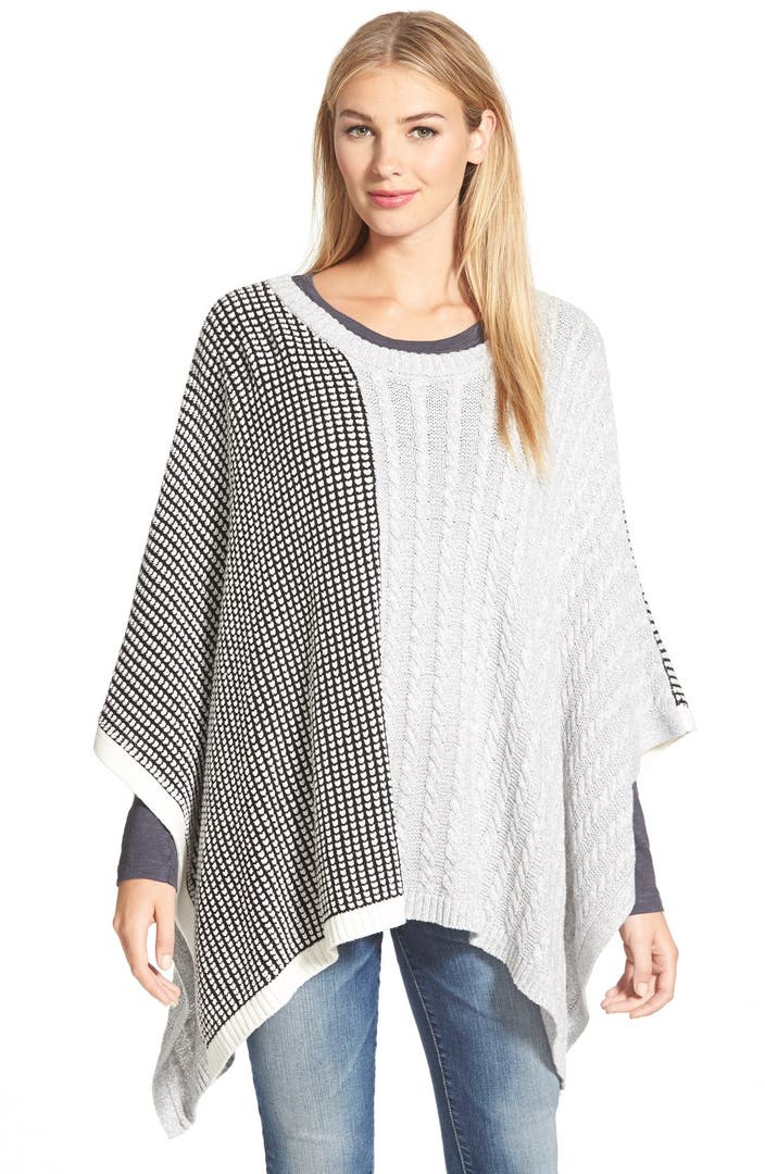 Two by Vince Camuto Cable & Waffle Stitch Knit Poncho | Nordstrom