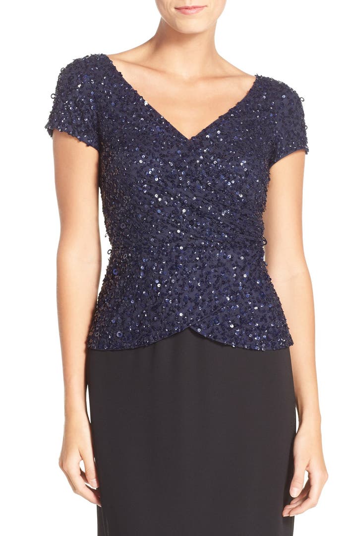 Adrianna Papell Sequin Wrap Blouse | Nordstrom