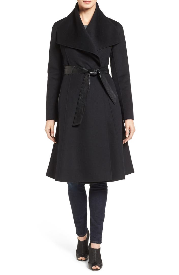 Mackage Drape Front Double Face Fit & Flare Coat | Nordstrom