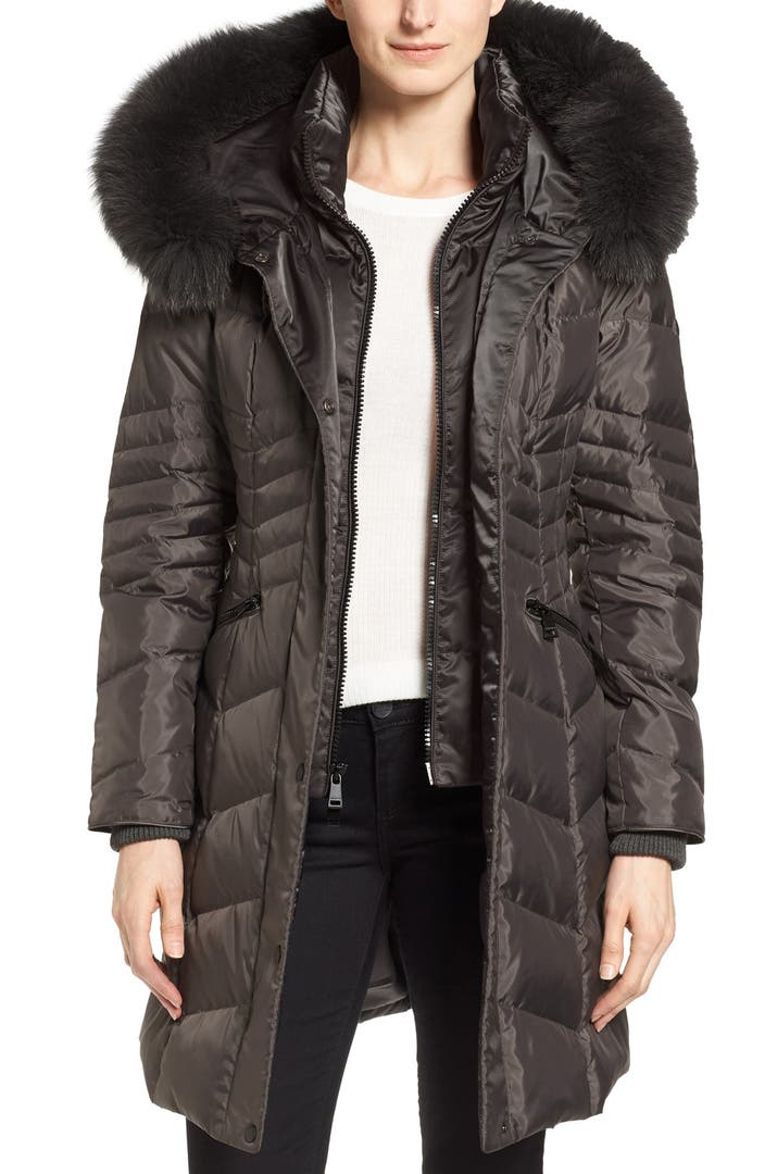 1 Madison Two-Tone Down Parka with Genuine Fox Fur Trim | Nordstrom