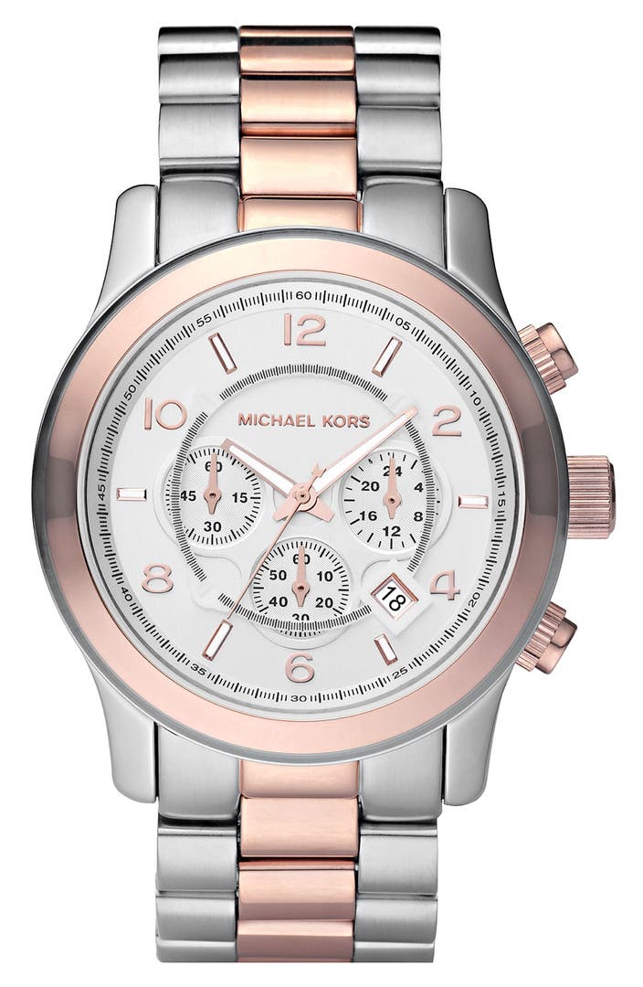 Michael Kors 'Large Runway' Two Tone Chronograph Watch | Nordstrom