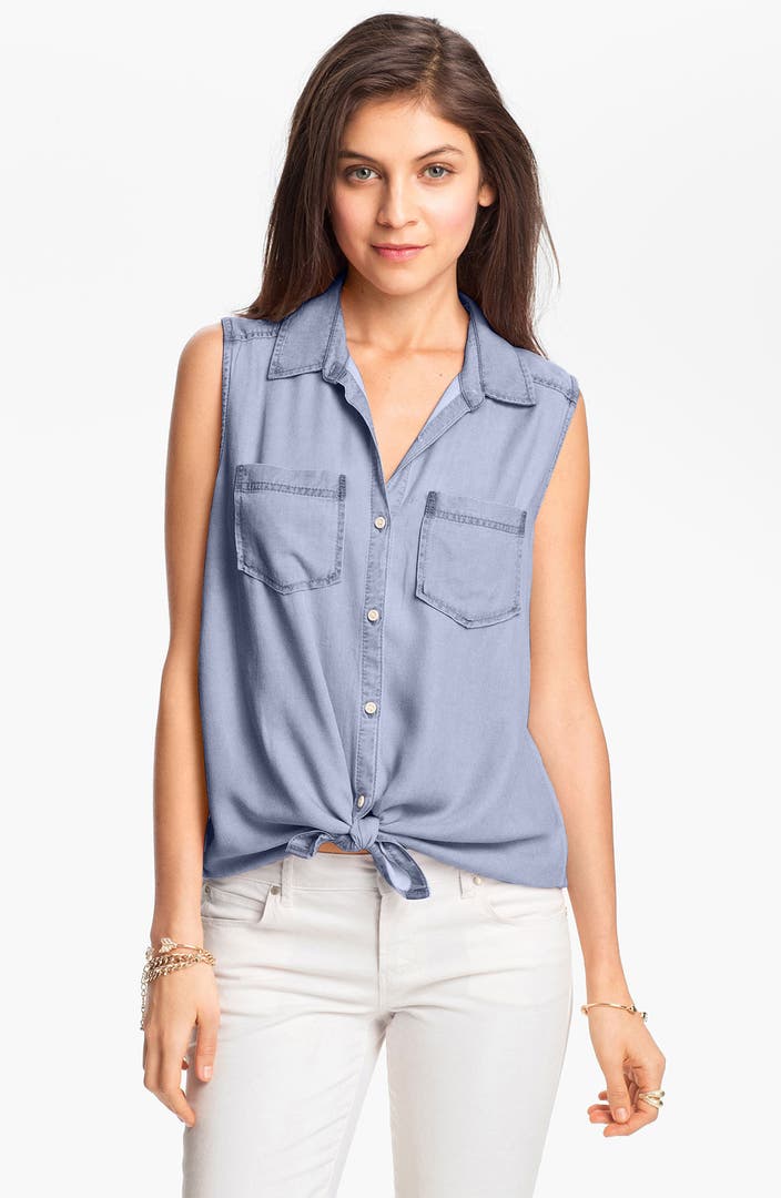 Rubbish® Sleeveless Workwear Shirt (Juniors) | Nordstrom
