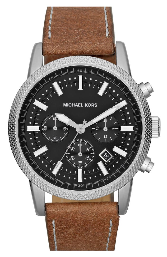 Michael Kors 'Scout' Chronograph Leather Strap Watch, 43mm | Nordstrom