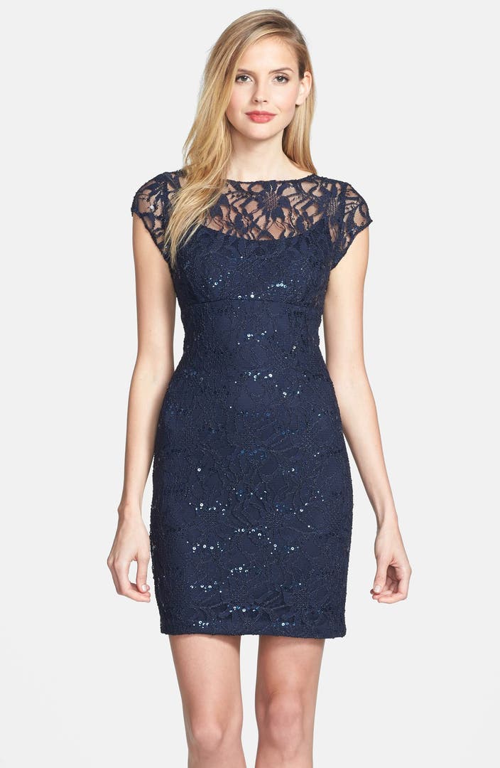 Hailey by Adrianna Papell Embellished Lace Sheath Dress (Online Only ...