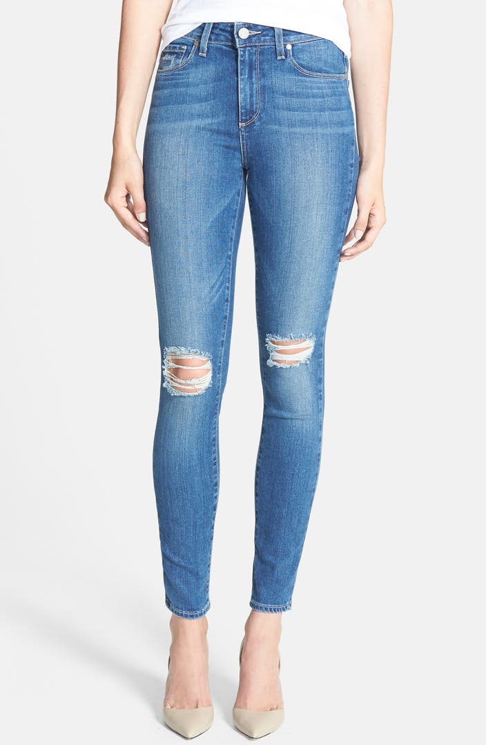 Paige Denim 'Hoxton' Ripped High Rise Ultra Skinny Stretch Jeans ...
