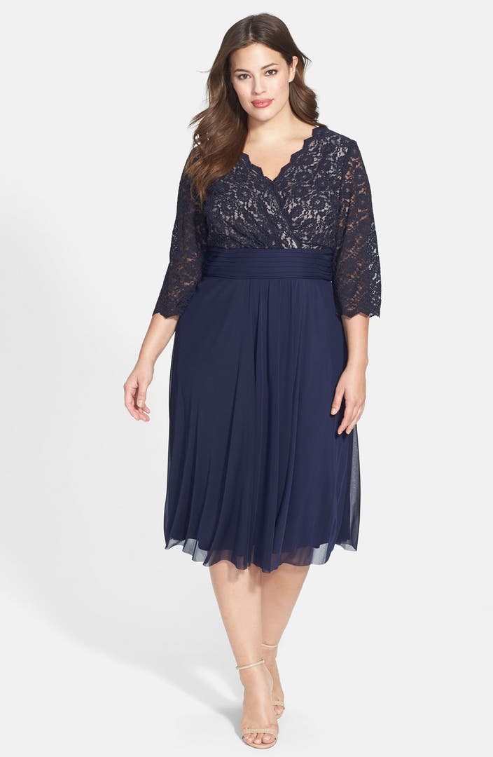 Jessica Howard Lace & Chiffon Fit & Flare Dress (Plus Size) | Nordstrom
