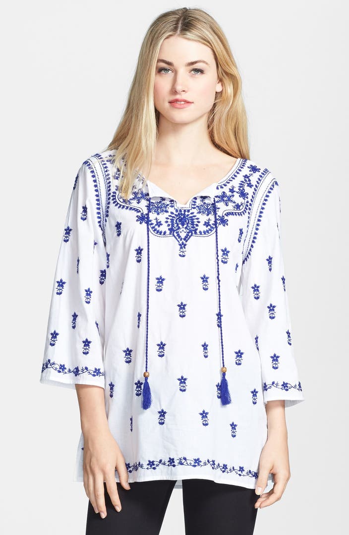 ECI Embroidered Peasant Tunic | Nordstrom