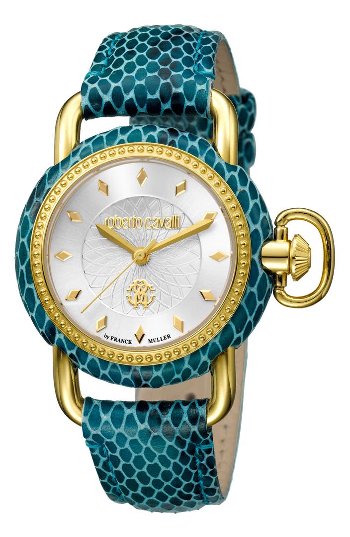 Roberto Cavalli by Franck Muller Snake Leather Strap Watch, 36mm ...