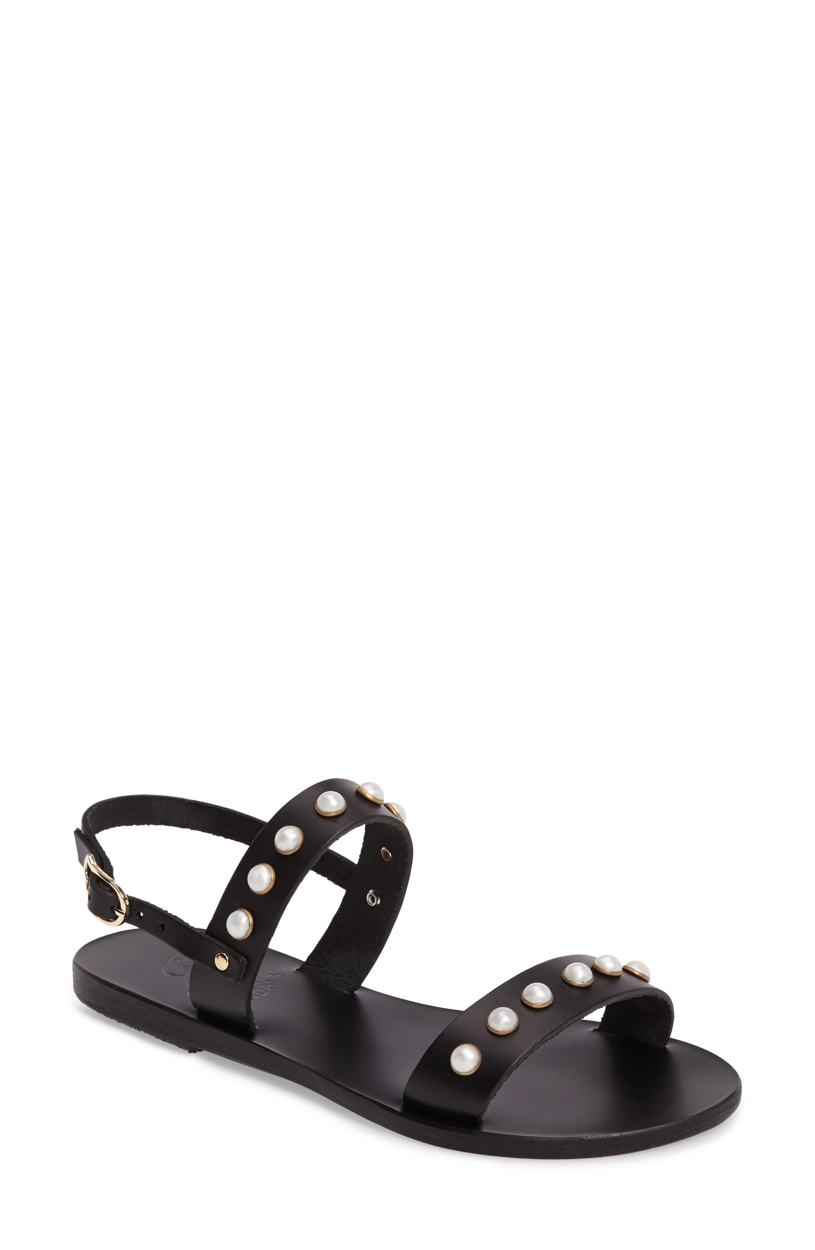 ANCIENT GREEK SANDALS CLIO FAUX PEARL-EMBELLISHED LEATHER SANDALS ...