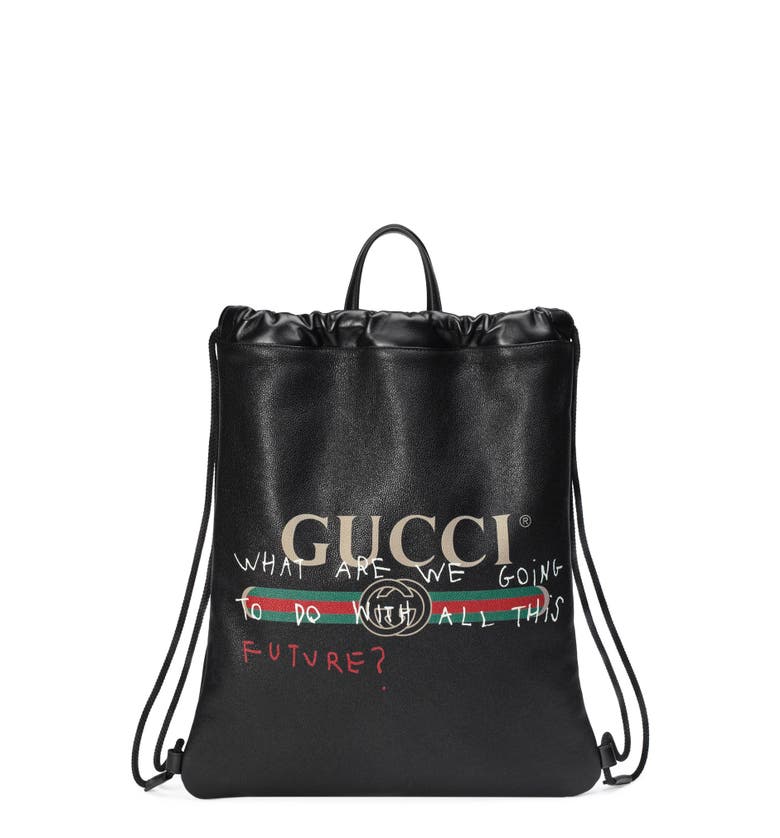 Gucci Drawstring Leather Backpack | Nordstrom