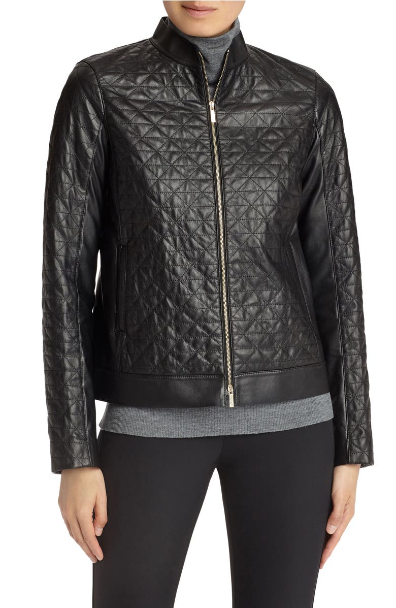 Lafayette 148 New York Becks Quilted Lambskin Leather Moto Jacket ...